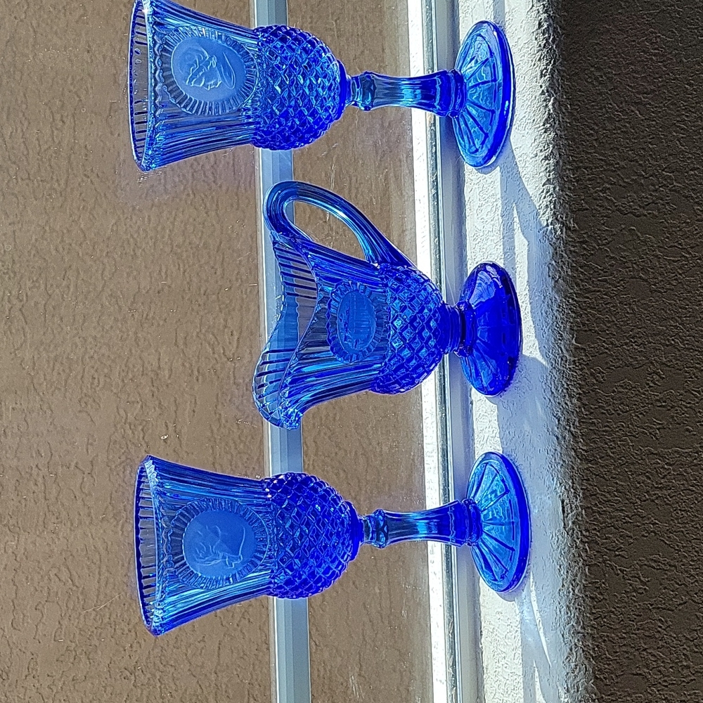 Vintage Avon Patriotic  FOSTORIA Cobalt 1976